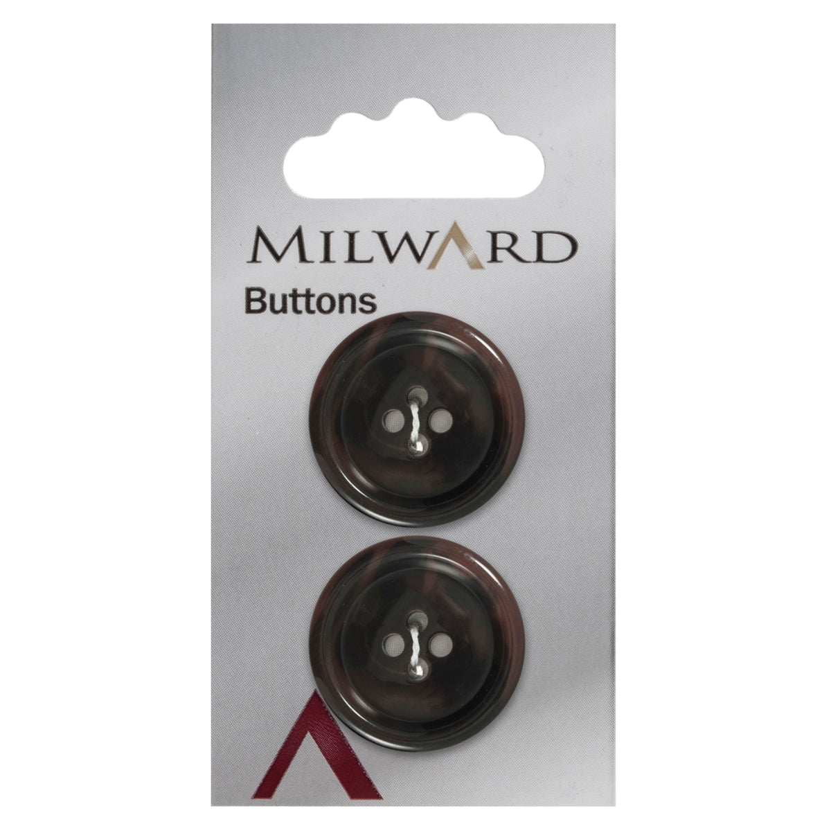 Smoky Grey round 4-hole button, smoky dark grey with a subtle horn-style swirl and a raised rim