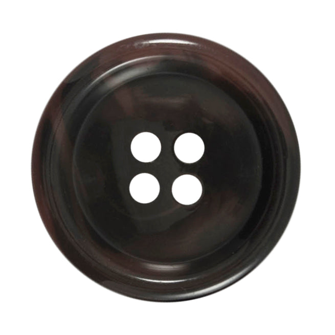Smoky Grey round 4-hole button, smoky dark grey with a subtle horn-style swirl and a raised rim