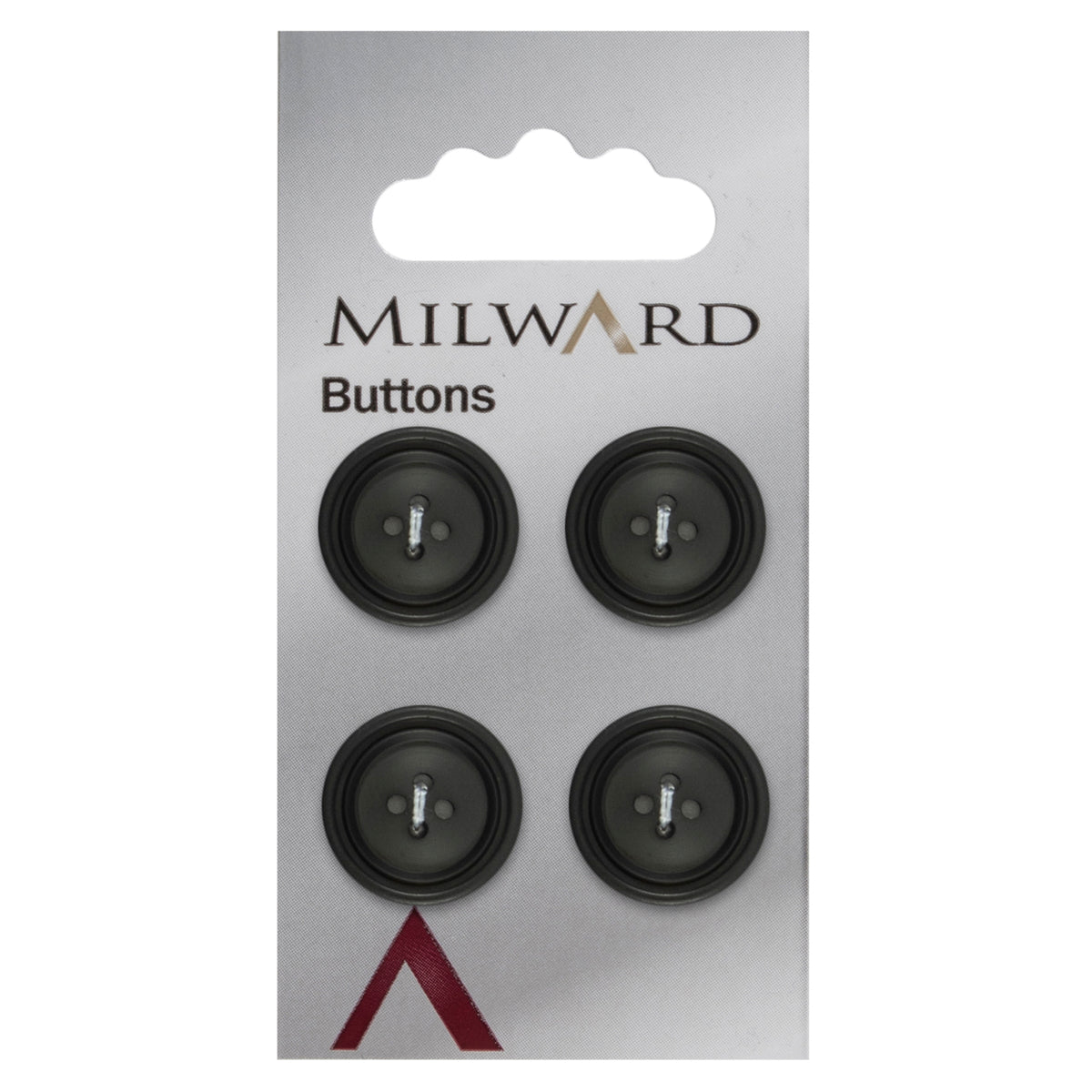 Metallic black effect rimmed button with four holes