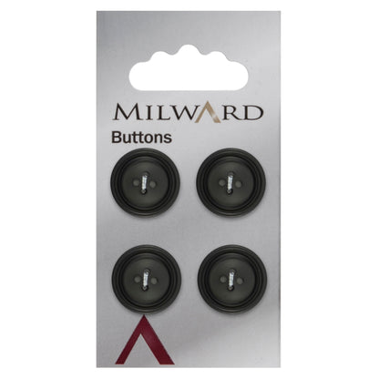 Metallic black effect rimmed button with four holes