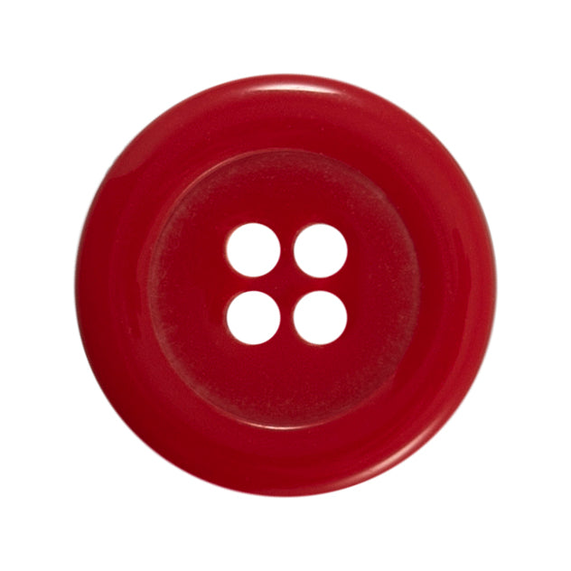 Chunky red rimmed button with four holes