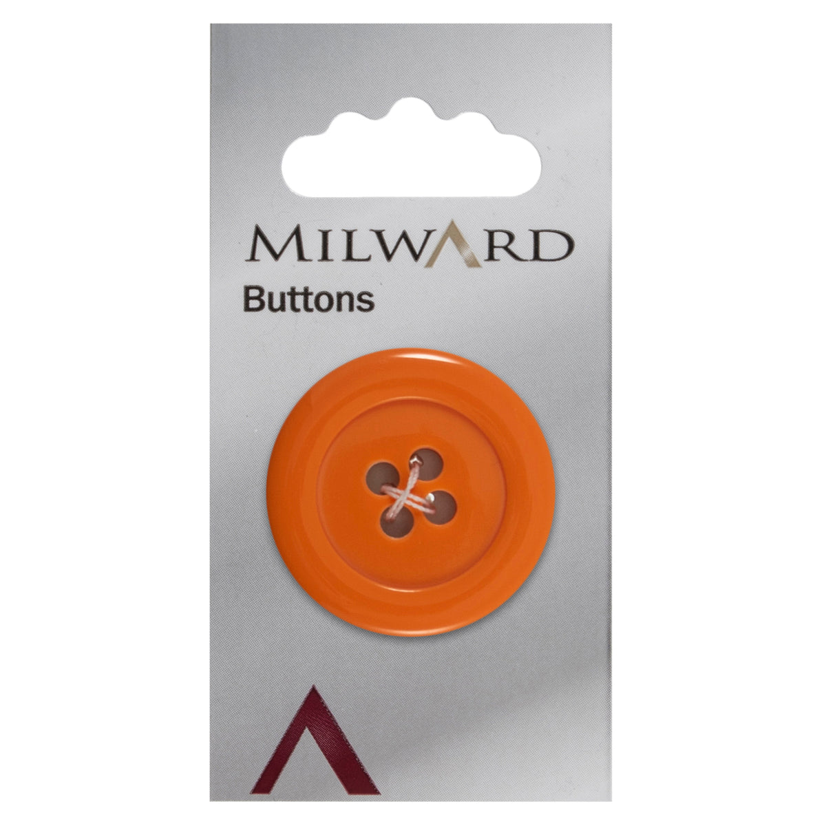 Chunky orange rimmed button with four holes