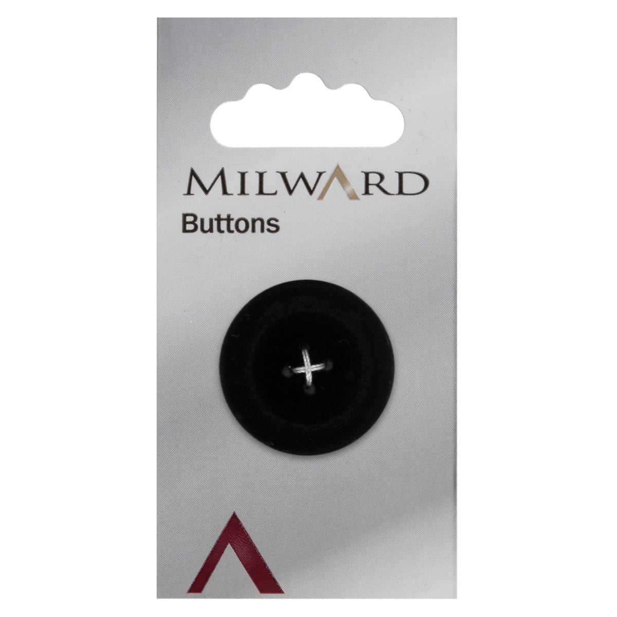 Chunky black flocked button with four holes