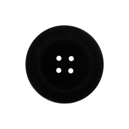 Chunky black flocked button with four holes