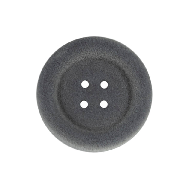 Chunky grey flocked button with four holes