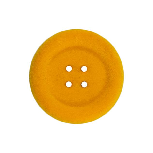 Chunky yellow flocked button with four holes