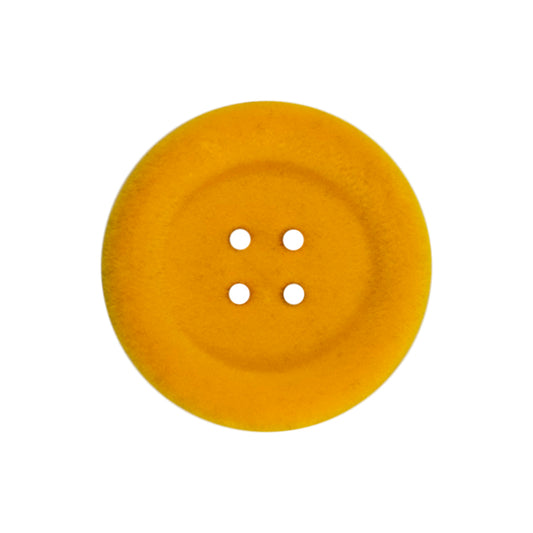 Chunky yellow flocked button with four holes