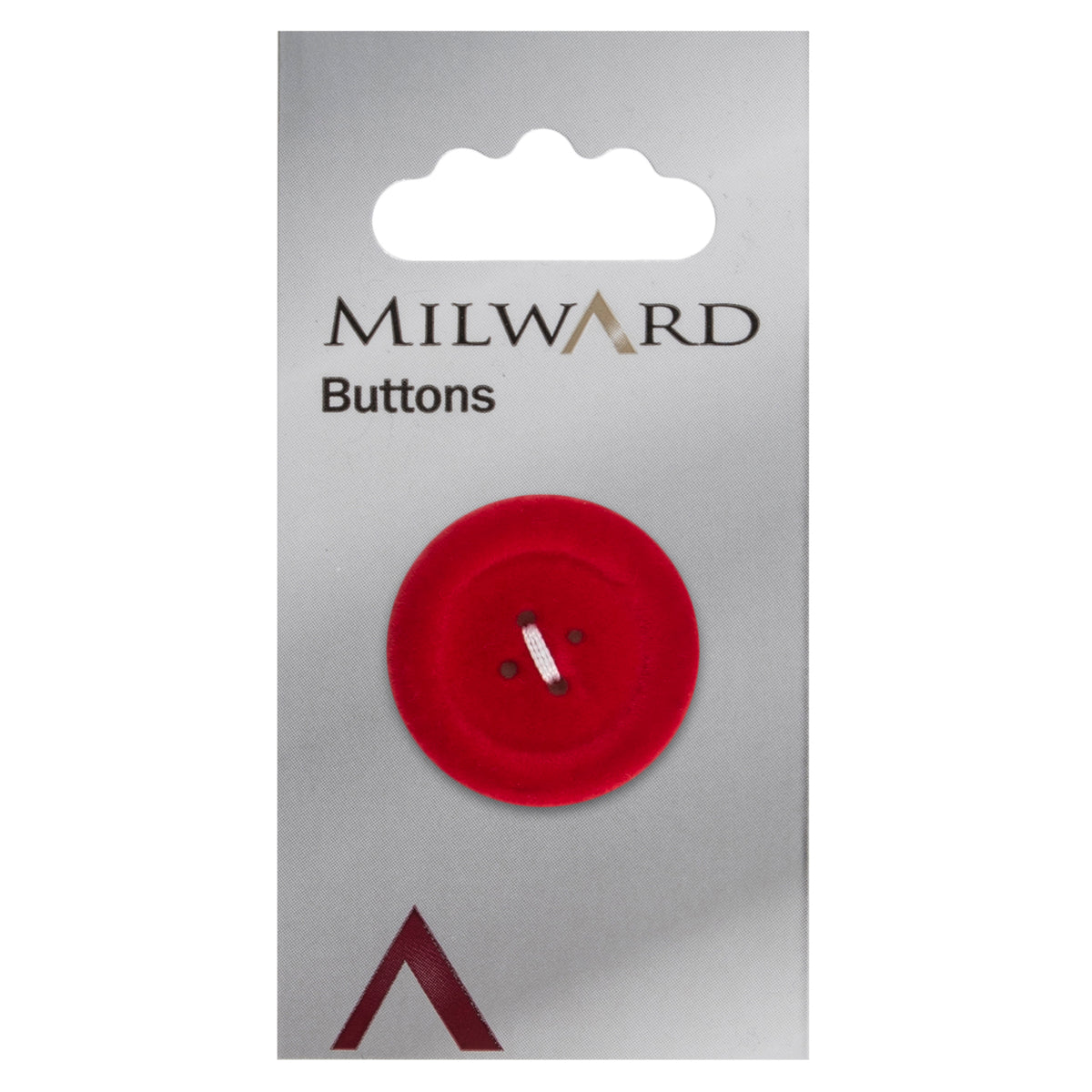 Chunky red flocked button with four holes