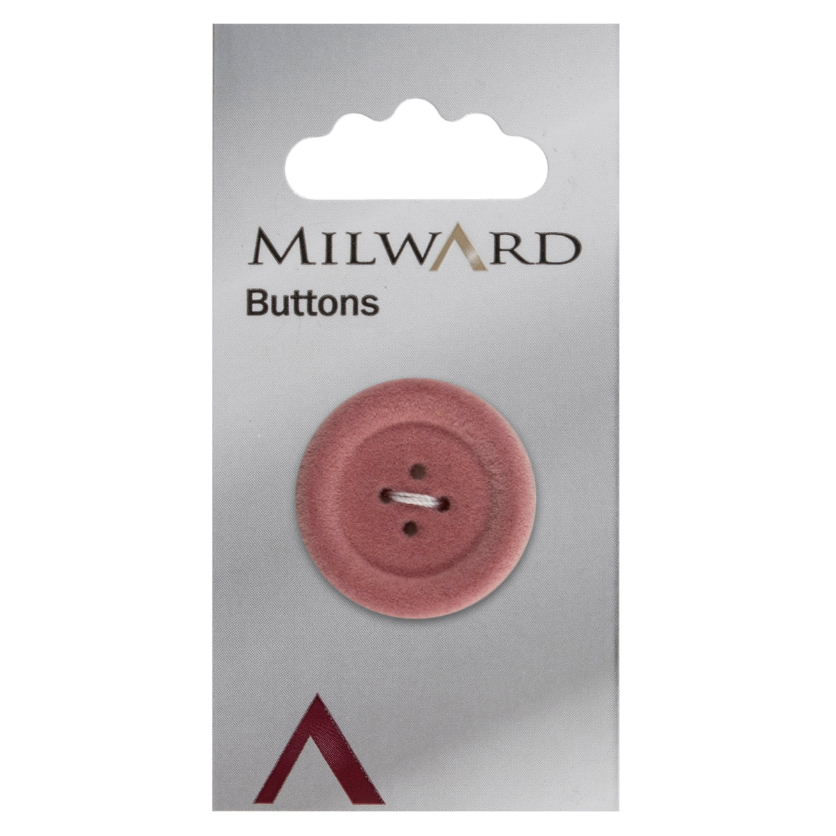 Chunky pink flocked button with four holes