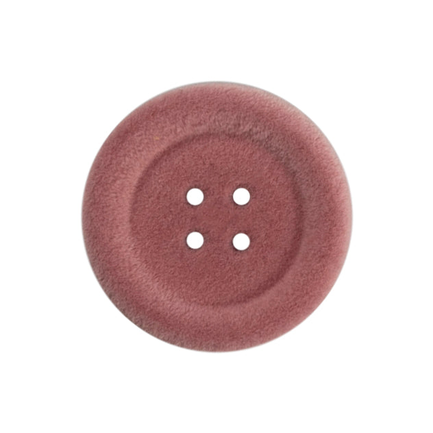 Chunky pink flocked button with four holes