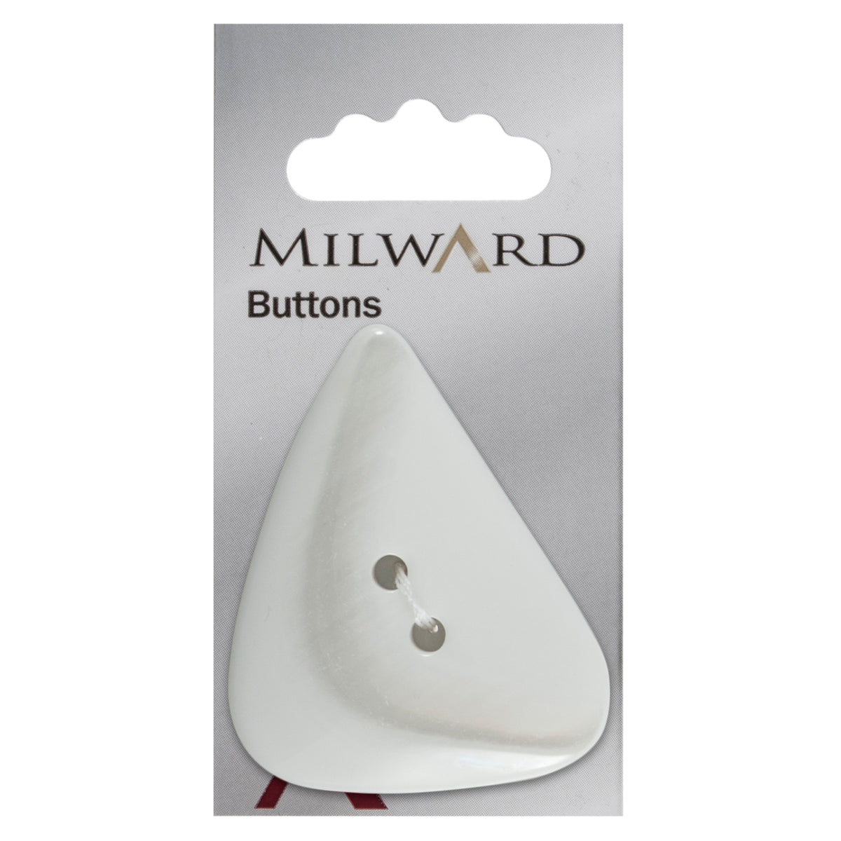 Large pearlescent white shaped button with two holes