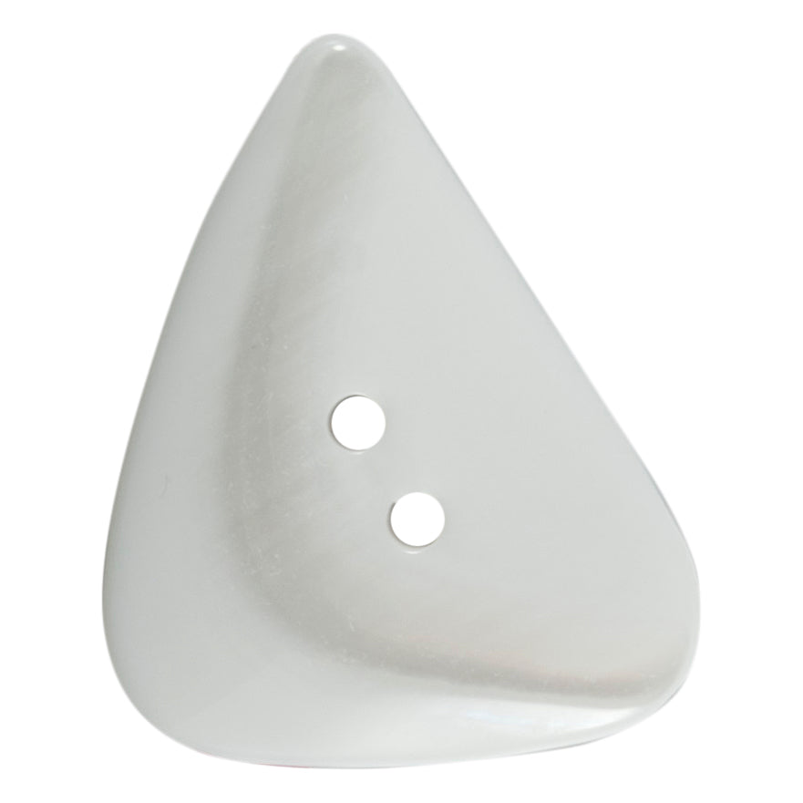 Large pearlescent white shaped button with two holes