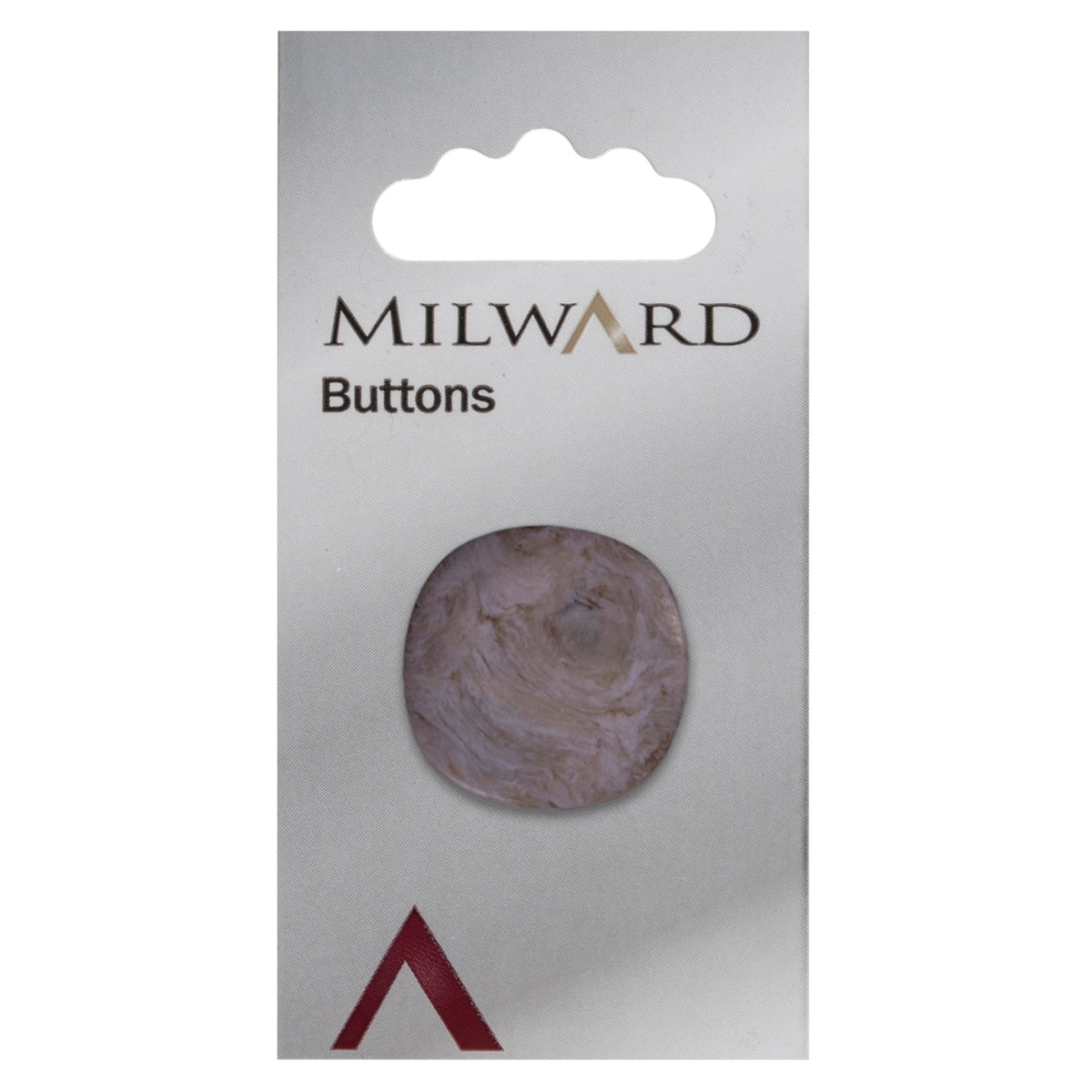 One lilac rounded square marble effect shank Milward shank button on a card
