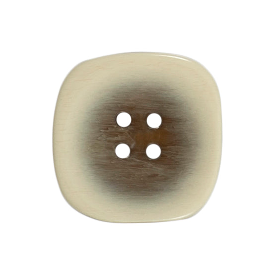 Two 22mm rounded square, two-tone natural buttons on a Milward card
