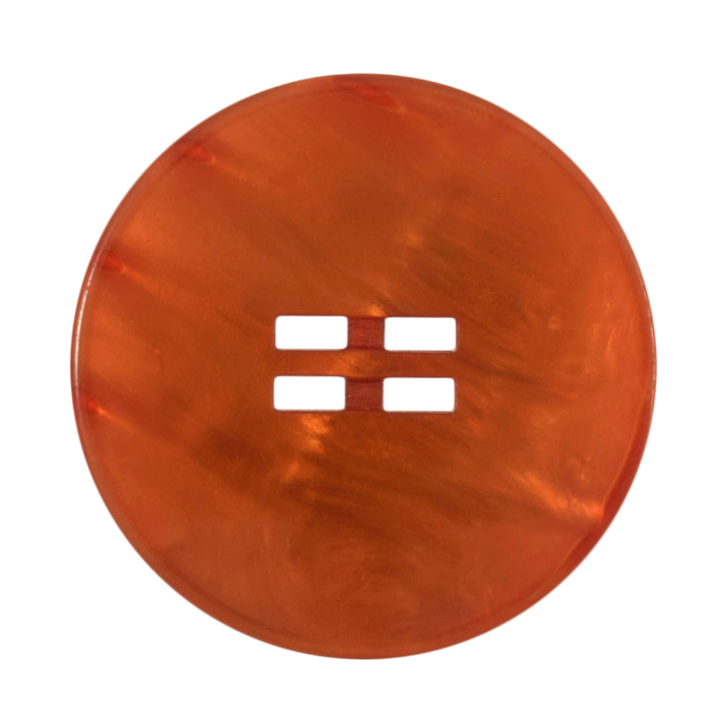One 38mm large round orange button with a mother of pearl effect on a Milward card