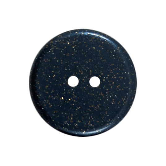 2 round, navy buttons with gold glitter pieces and 2 holes on a Milward card