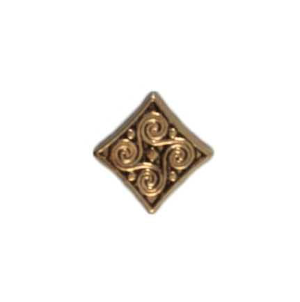 4 square gold buttons with surface detail on a Milward card