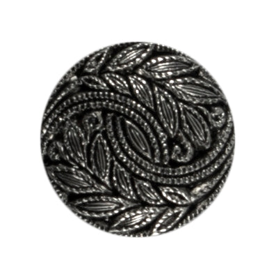 3 antique silver buttons with a feather detail on a Milward card