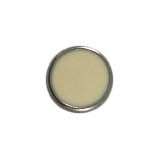 5 small off-white buttons edged in silver on a Milward card