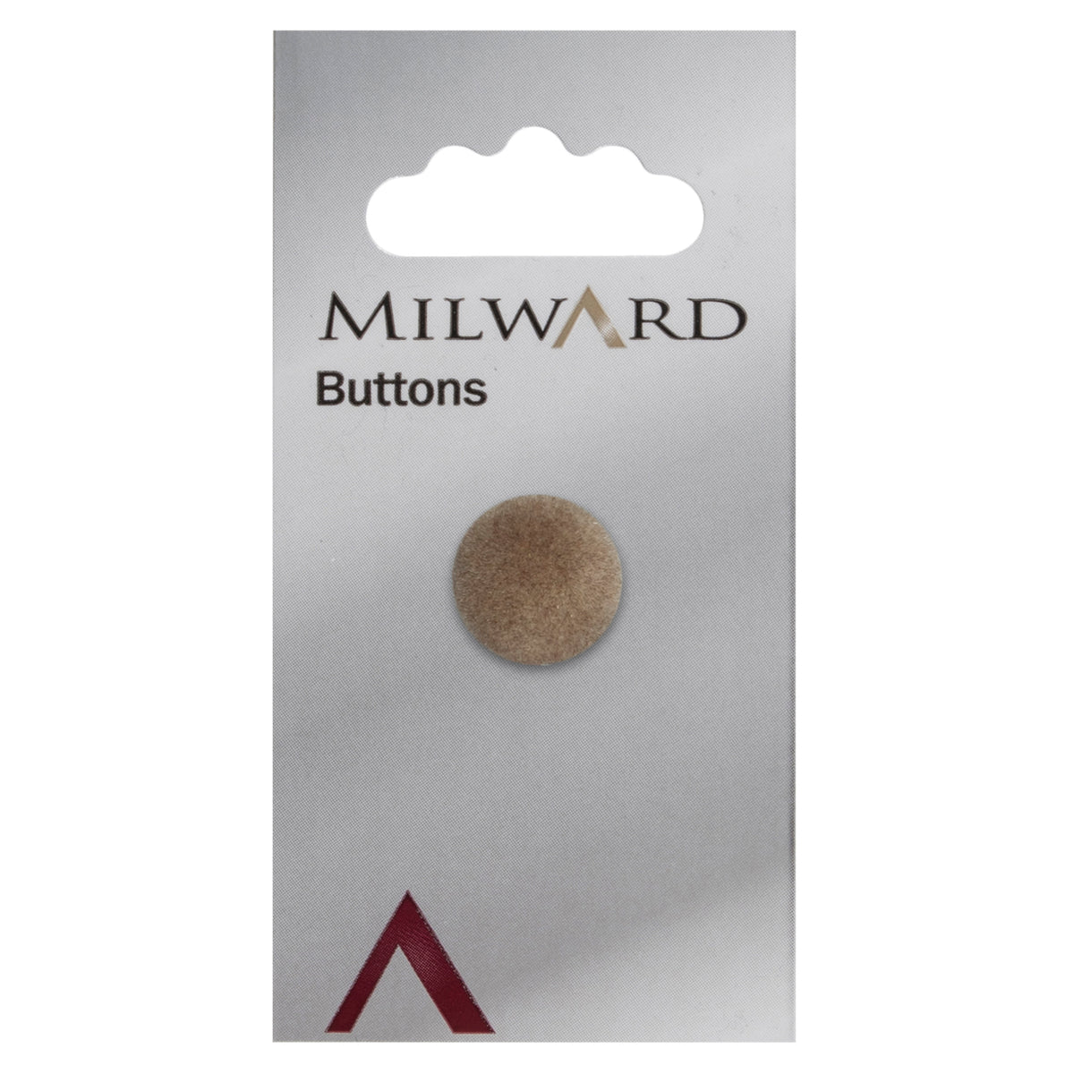 Beige fluffy pom pom style button on a card