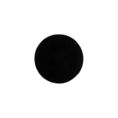 Small black fluffy pom pom style button on a card