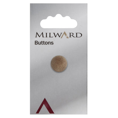 Small beige fluffy pom pom style button on a card