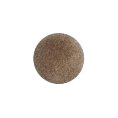 Small beige fluffy pom pom style button on a card