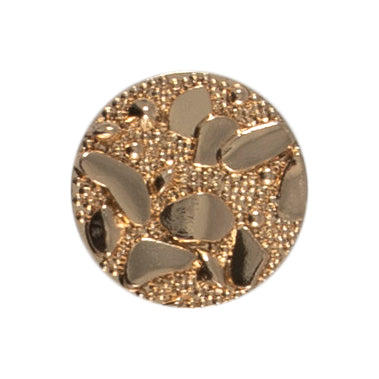 Two irregular gold stone effect buttons on a card