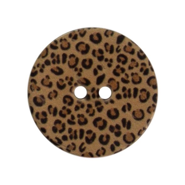 2 leopard print coconut buttons on a Milward card