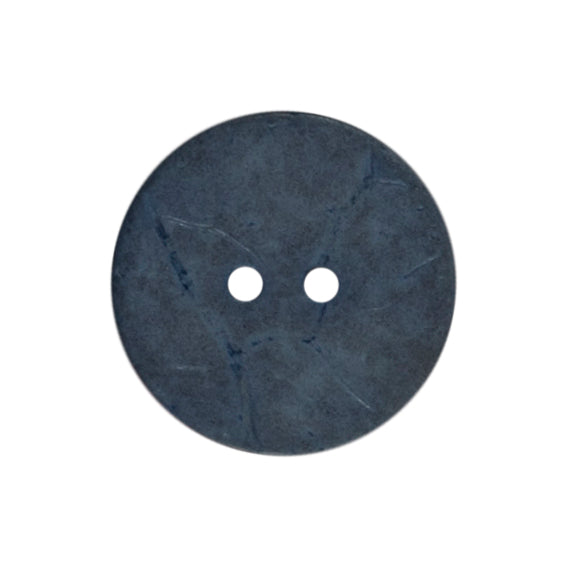 2 round dusky blue coconut buttons on a Milward card