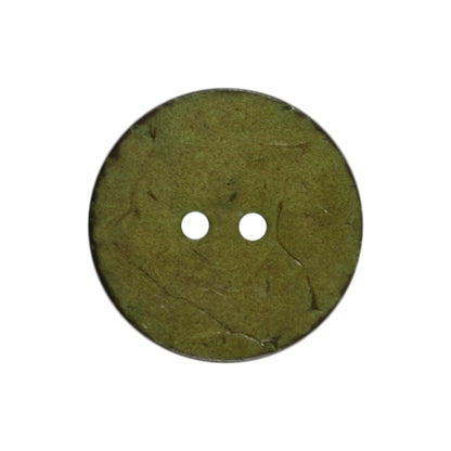 2 round moss green coconut buttons on a Milward card