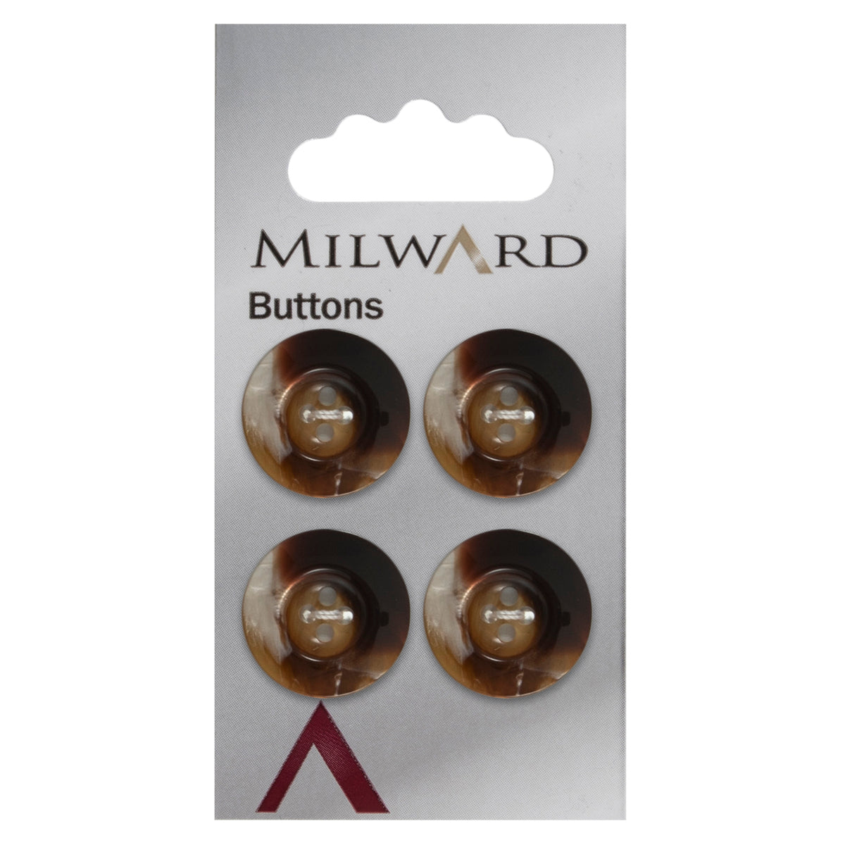 4 pearly tortoiseshell effect buttons on a Milward card