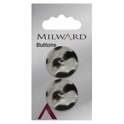 2 smoky tortoiseshell effect buttons on a Milward card