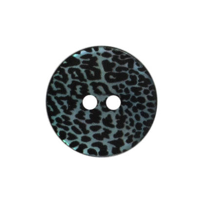 2 mother of pearl buttons with an animal print on a Milward card