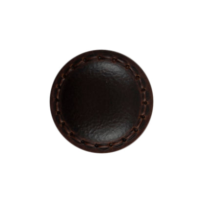 3 dark brown imitation leather buttons with a stitched rim on a Milward card