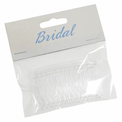 Bridal Clear Plastic Hair Comb Slides - 7cm (Pack of 2)