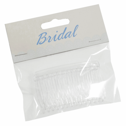Bridal Clear Plastic Hair Comb Slides - 7cm (Pack of 2)