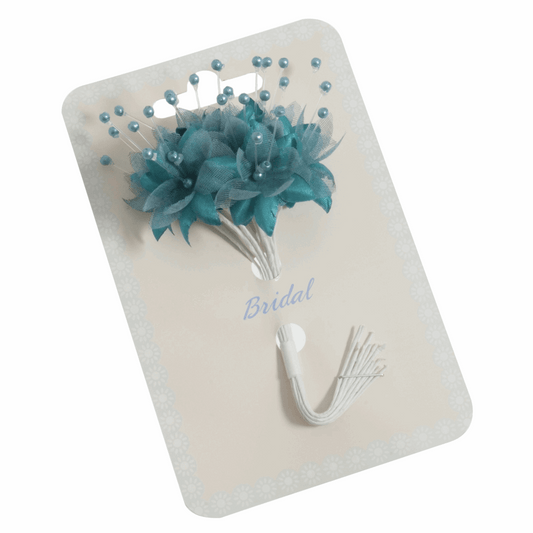 Turquoise Babys Breath Artificial Flower Stems with Pearls (Pack of 12 Stems)
