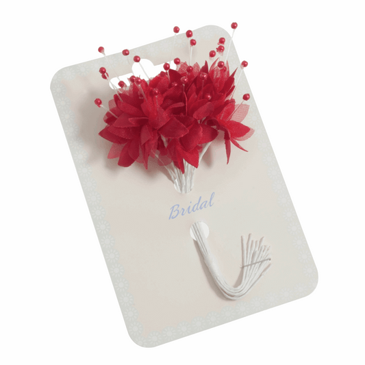 Red Babys Breath Artificial Flower Stems with Pearls (Pack of 12 Stems)