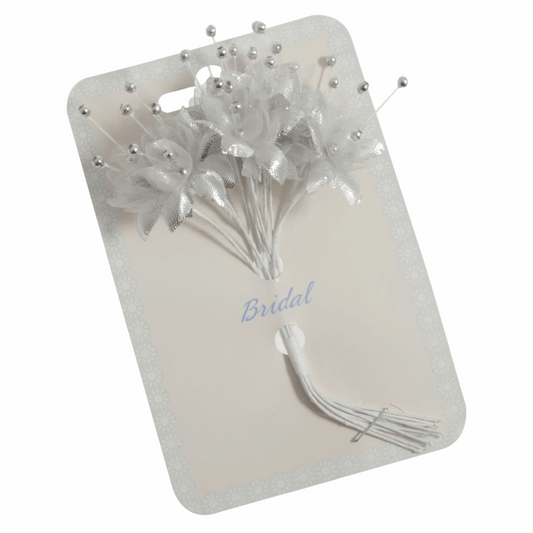 Silver Babys Breath Artificial Flower Stems with Pearls (Pack of 12 Stems)