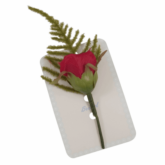 Red Rose Corsage with Fern - 5cm