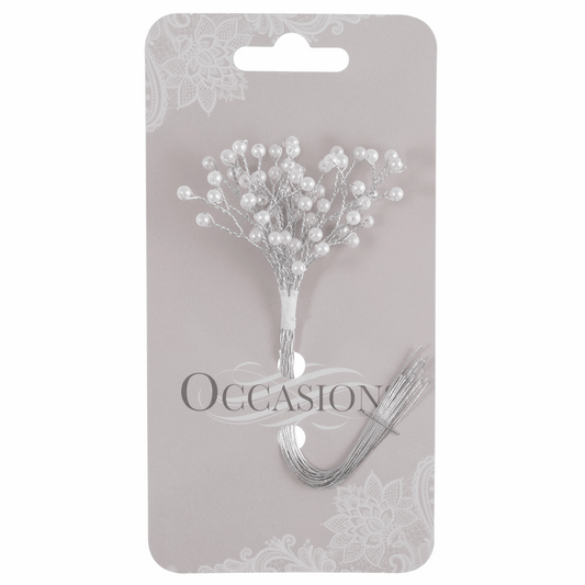 Pearl with Silver Wire Flower Spray - 6mm (Pack of 12 Stems)