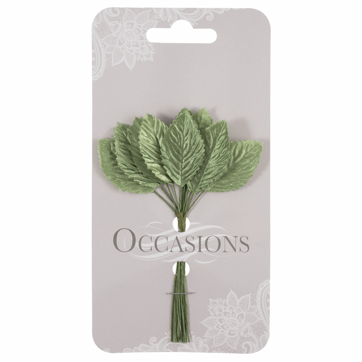 Satin Green Rose Leaves - 20mm (Pack of 12)