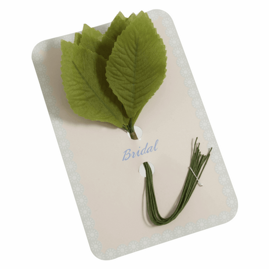 Green Rose Leaves - 33mm (Pack of 12)