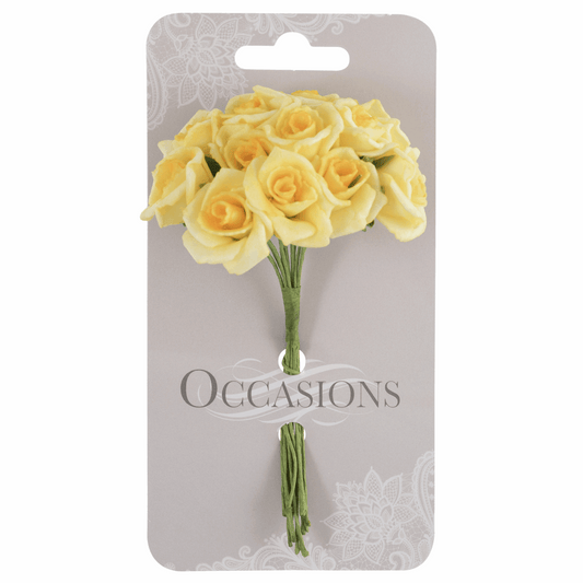 Yellow Polyfoam Rose Flowers (Pack of 12 Stems)