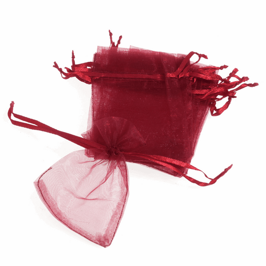 Burgundy Organza Wedding Favour Bags - 7.5 x 10cm (Pack of 10)