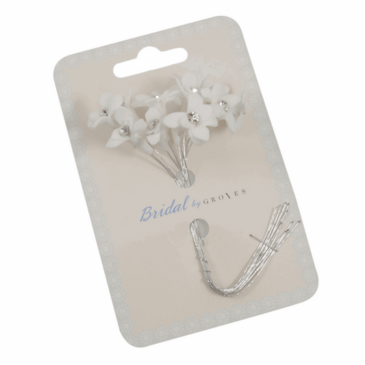 White Polyfoam Lily Flowers with Diamantes (Pack of 12 Stems)