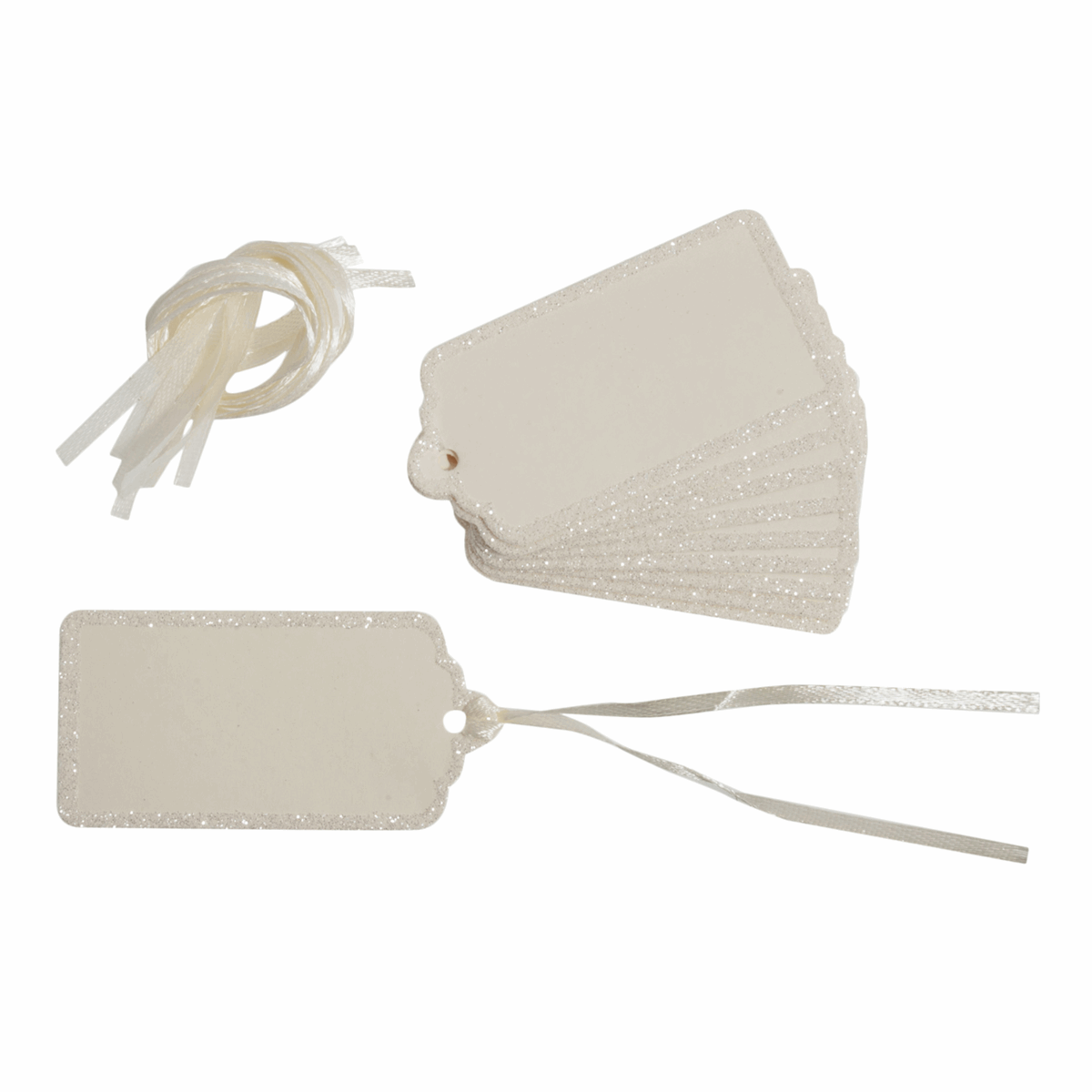 Ivory Rectangle Wedding Tags with Ribbon - 60mm (Pack of 10) – Singer ...