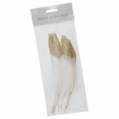 Half Gold Glitter-Dipped Feathers - 20cm (Pack of 6)