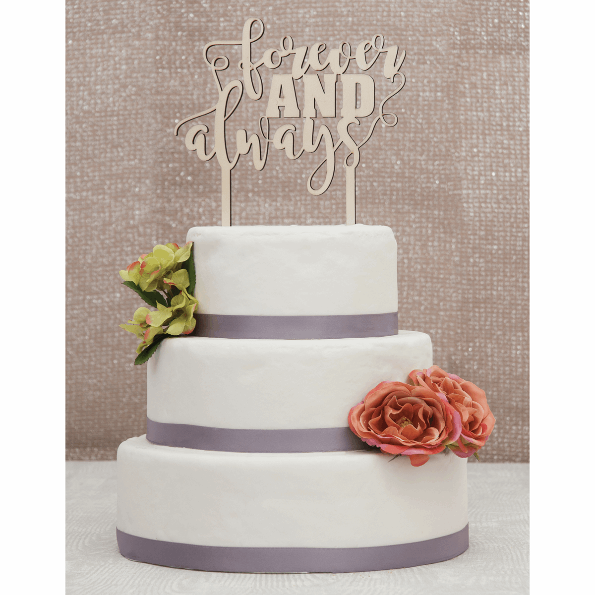 Natural Wooden 'Forever & Always' Cake Topper